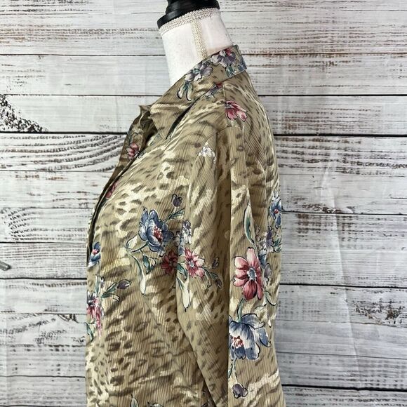 Alfred Dunner Mismatch 2pc Blouse Skirt Set size 8 Tan Floral Granny Core Modest - Picture 5 of 16